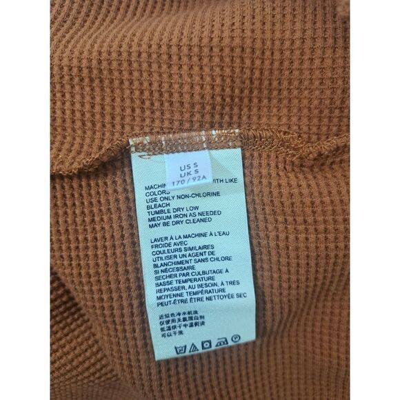 ANTHROPOLOGIE Maeve Womens SMALL Flare Hem Waffle Knit Longsleeve RUST PUMPKIN - Picture 6 of 7